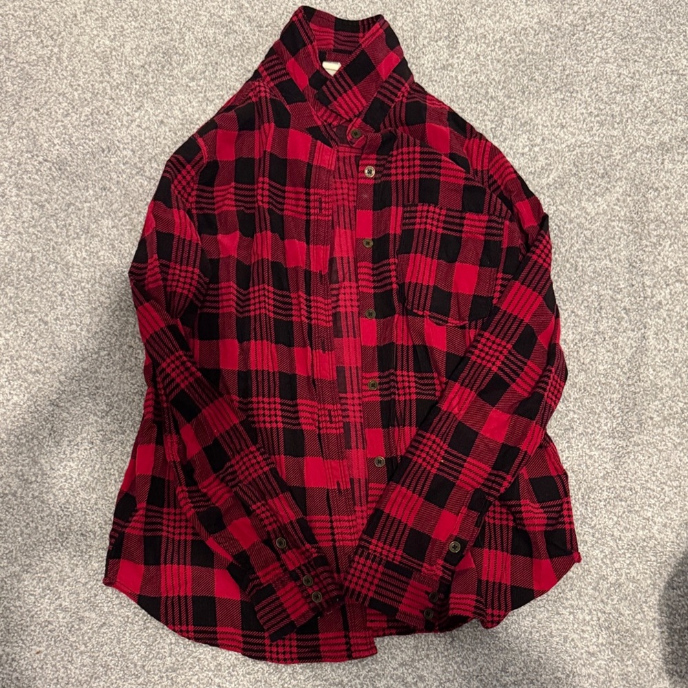 Red and Black Plaid Women’s Flannel Shirt
